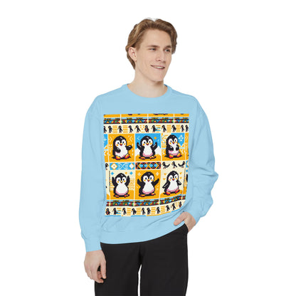 Unisex African Print Penguins Garment-Dyed Sweatshirt