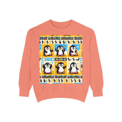 Unisex African Print Penguins Garment-Dyed Sweatshirt