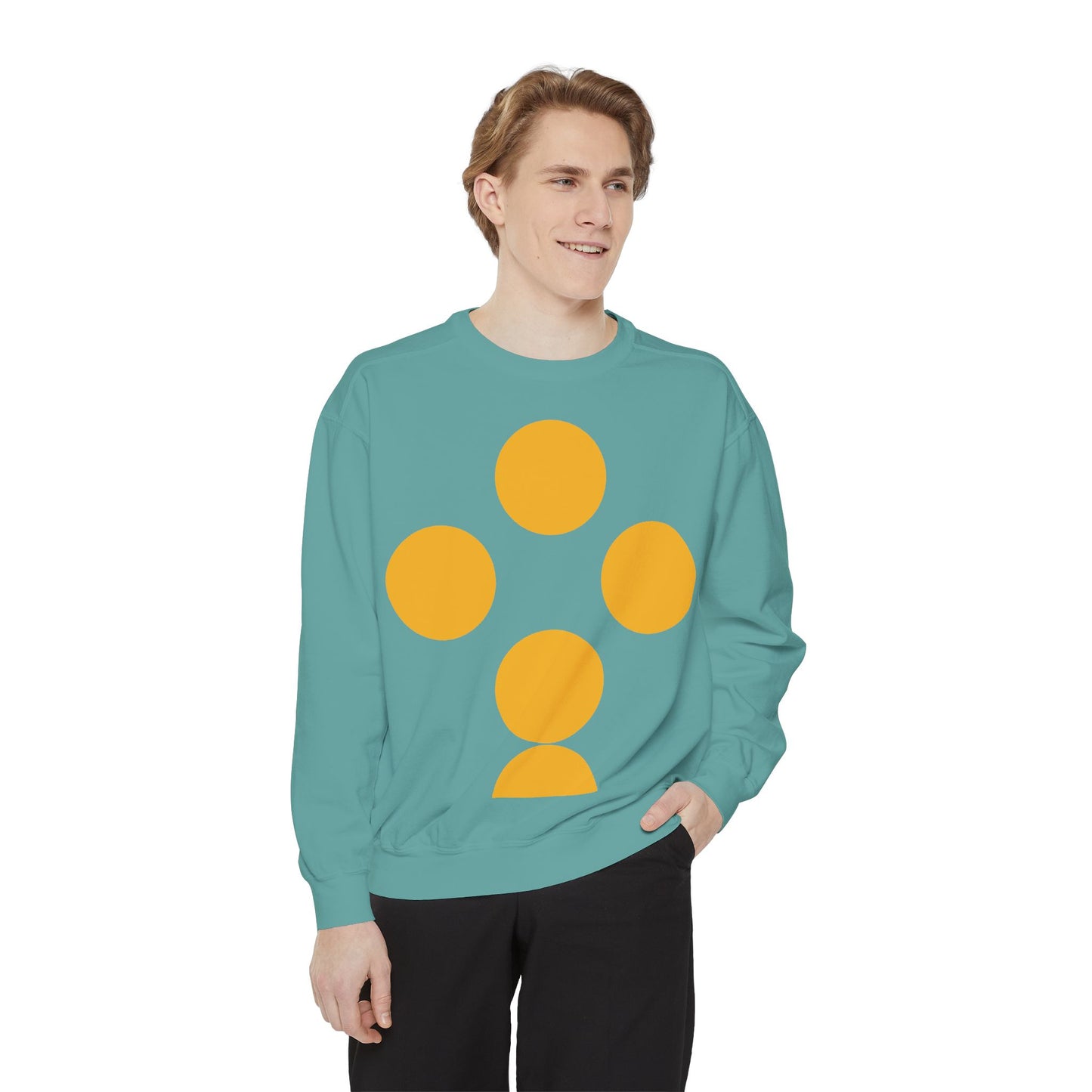 Unisex Garment-Dyed Sweatshirt with yellow circles