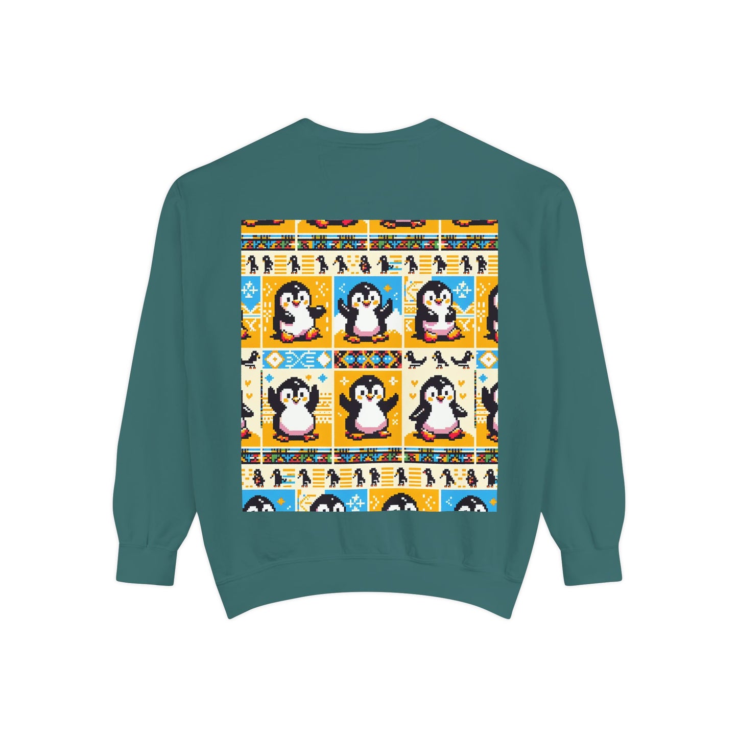 Unisex African Print Penguins Garment-Dyed Sweatshirt