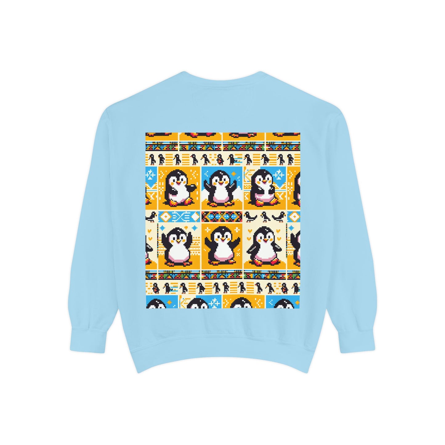 Unisex African Print Penguins Garment-Dyed Sweatshirt