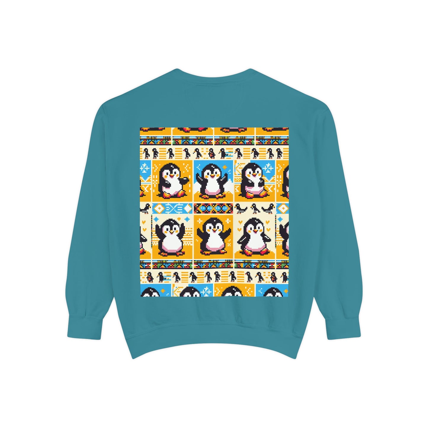 Unisex African Print Penguins Garment-Dyed Sweatshirt