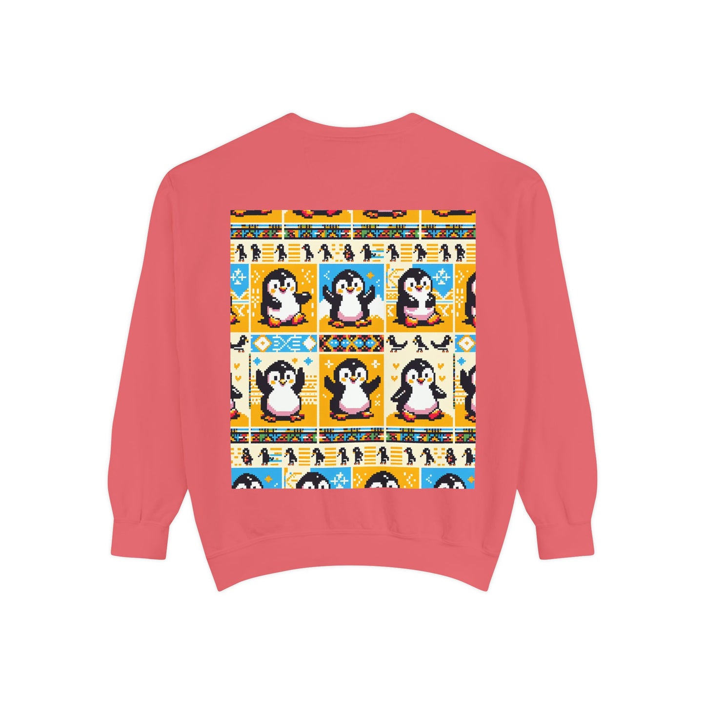 Unisex African Print Penguins Garment-Dyed Sweatshirt