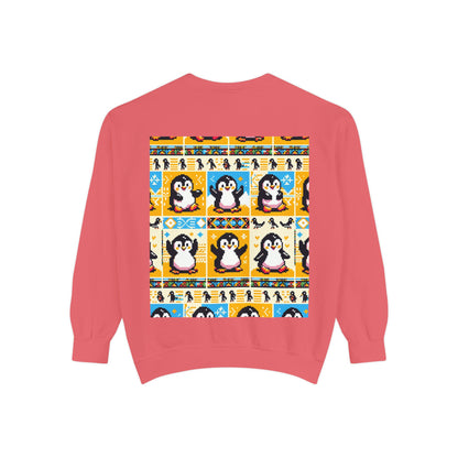 Unisex African Print Penguins Garment-Dyed Sweatshirt