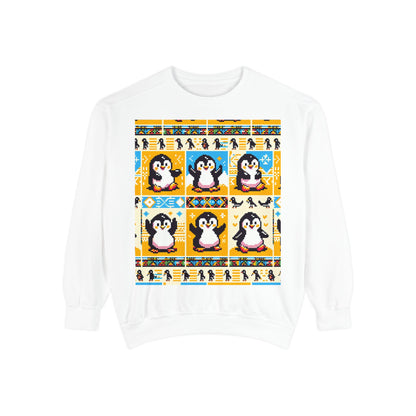 Unisex African Print Penguins Garment-Dyed Sweatshirt