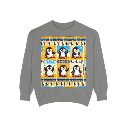 Unisex African Print Penguins Garment-Dyed Sweatshirt