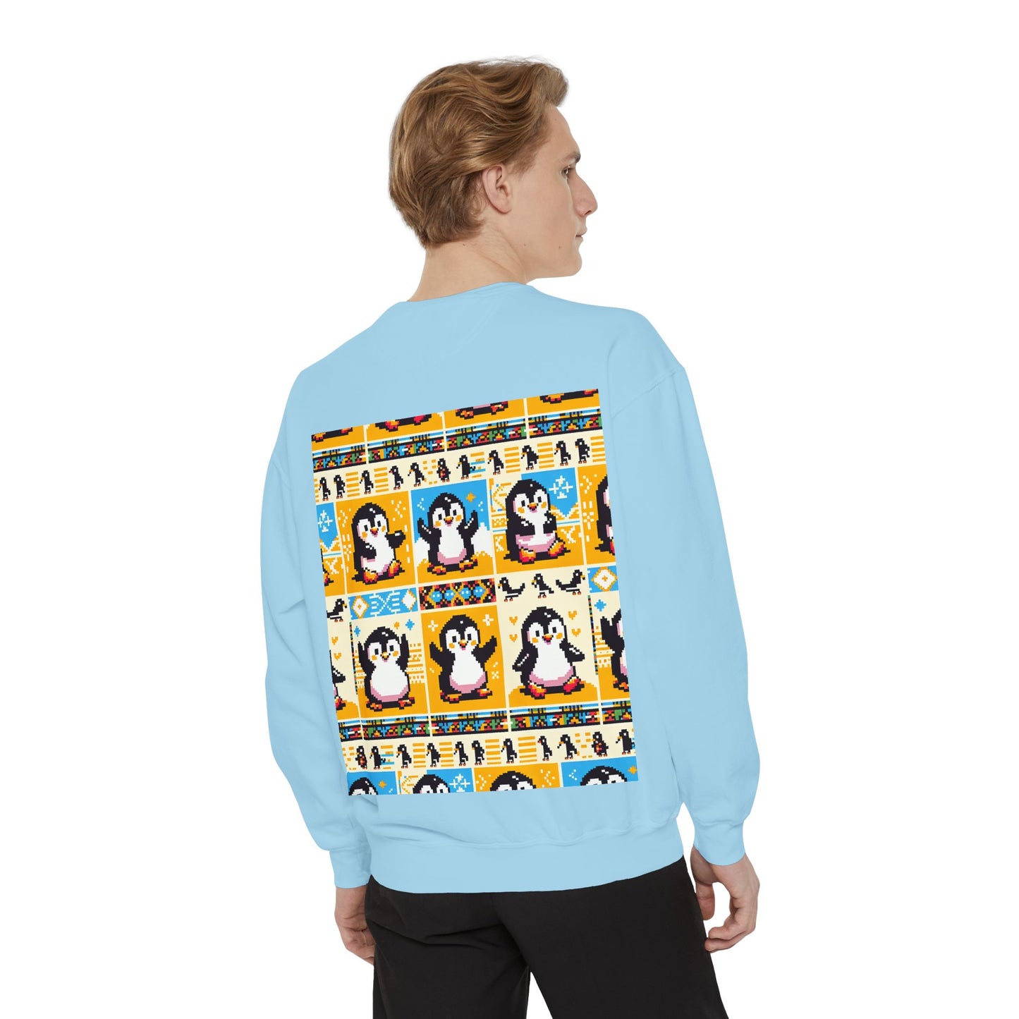 Unisex African Print Penguins Garment-Dyed Sweatshirt