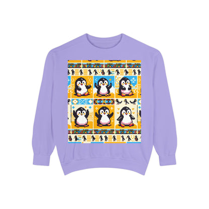 Unisex African Print Penguins Garment-Dyed Sweatshirt