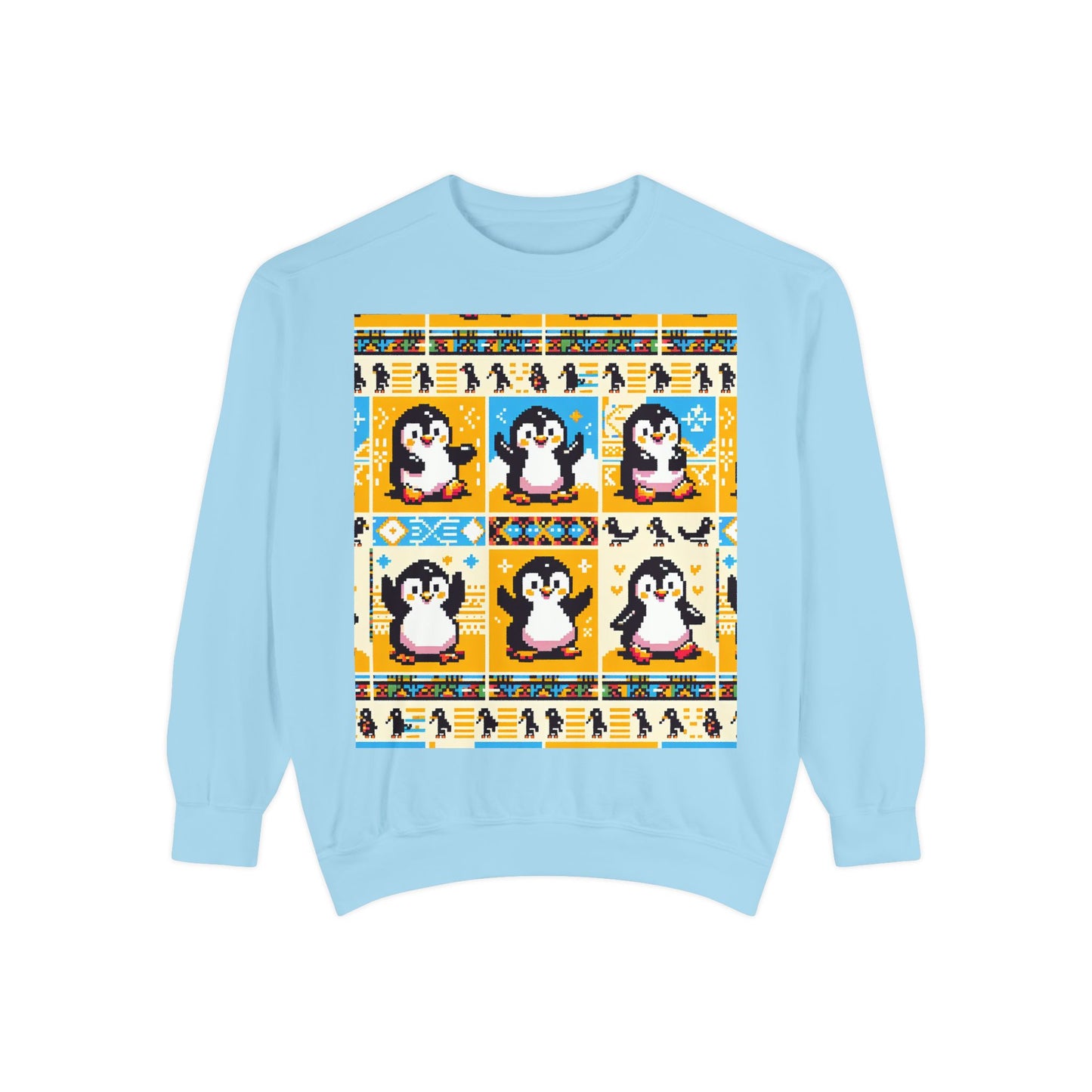 Unisex African Print Penguins Garment-Dyed Sweatshirt