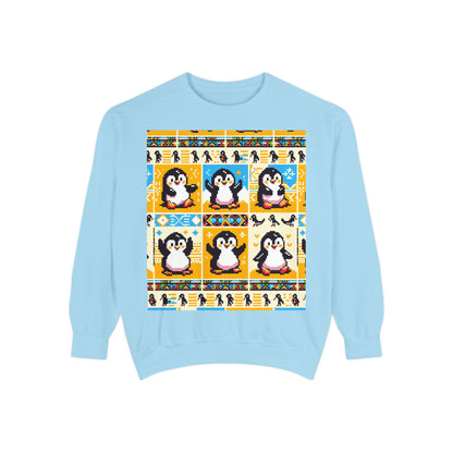 Unisex African Print Penguins Garment-Dyed Sweatshirt