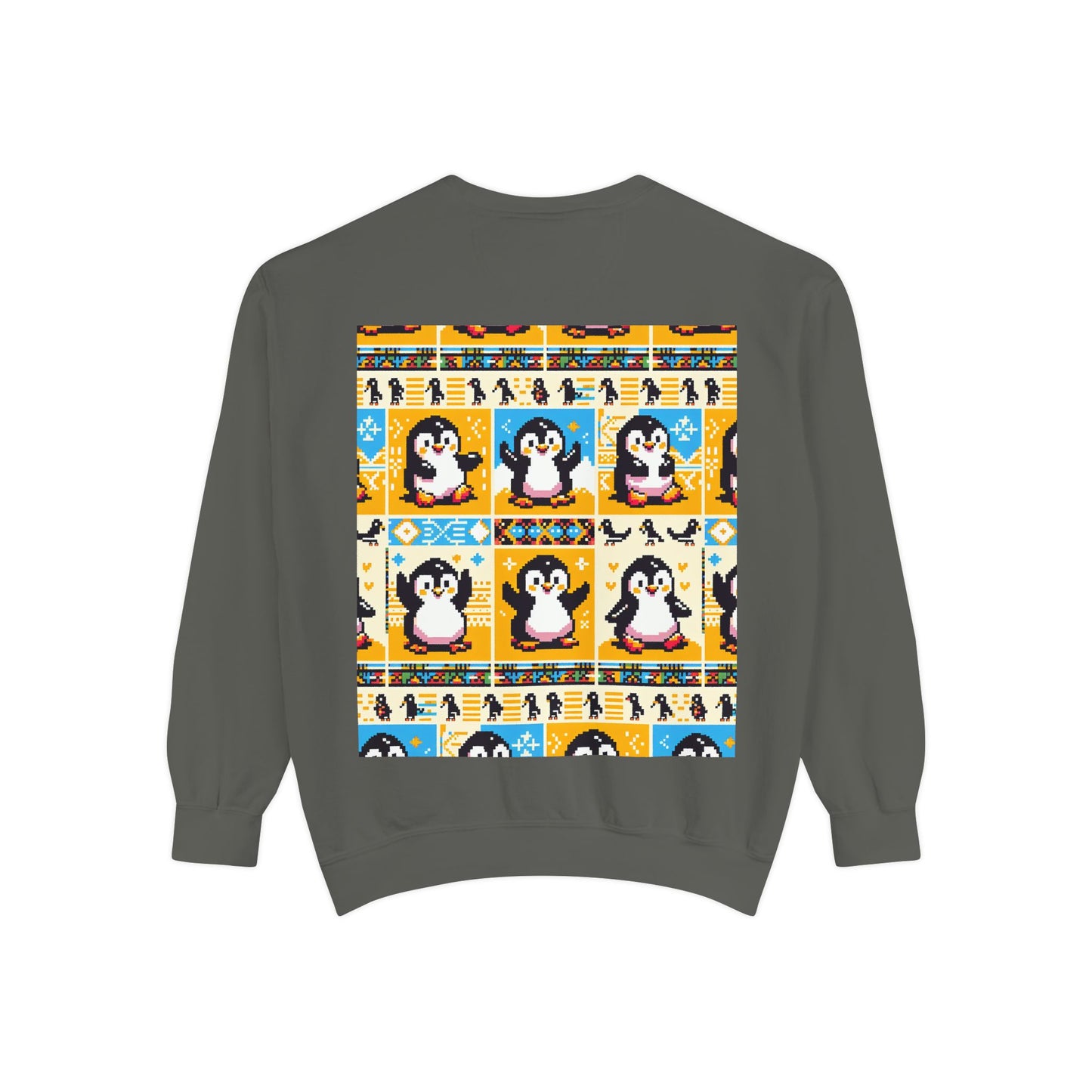 Unisex African Print Penguins Garment-Dyed Sweatshirt