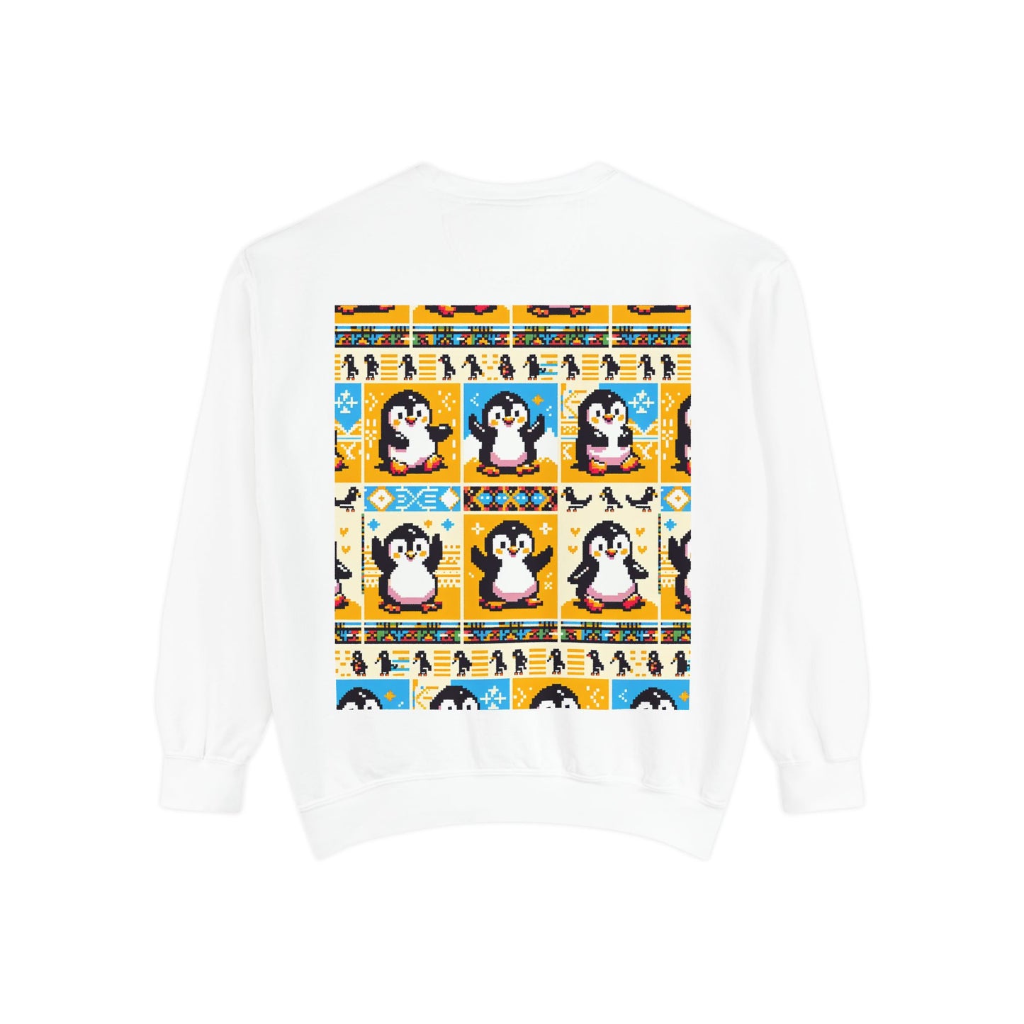 Unisex African Print Penguins Garment-Dyed Sweatshirt