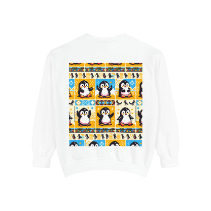 Unisex African Print Penguins Garment-Dyed Sweatshirt