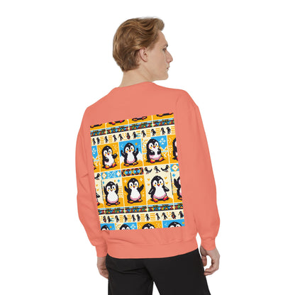 Unisex African Print Penguins Garment-Dyed Sweatshirt