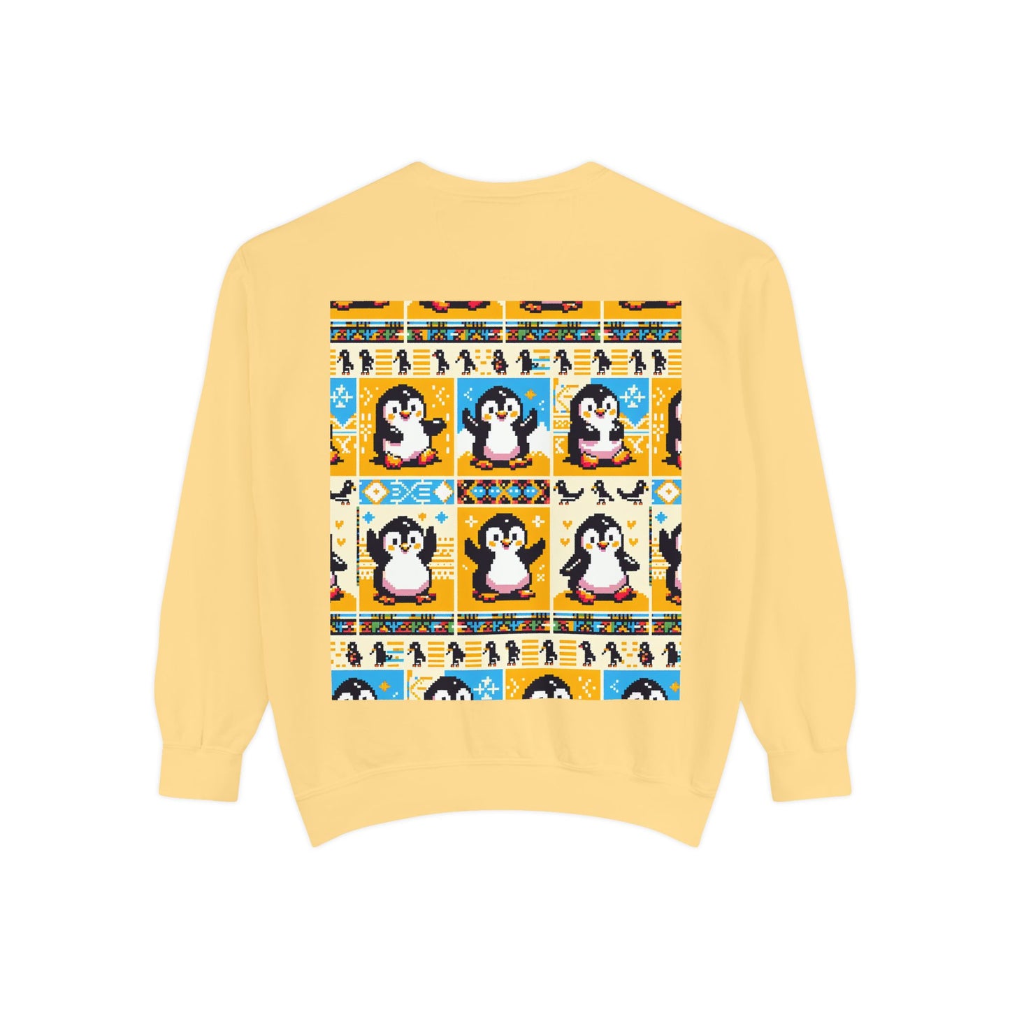 Unisex African Print Penguins Garment-Dyed Sweatshirt