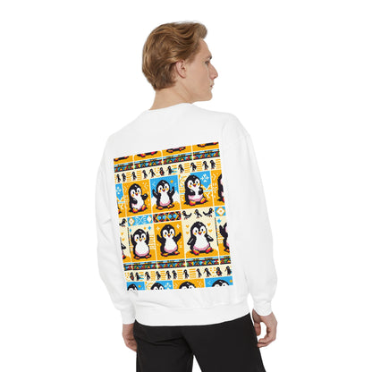 Unisex African Print Penguins Garment-Dyed Sweatshirt