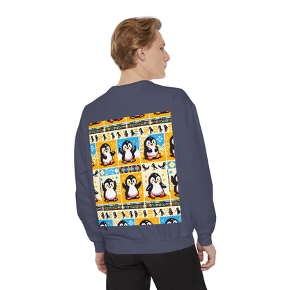 Unisex African Print Penguins Garment-Dyed Sweatshirt