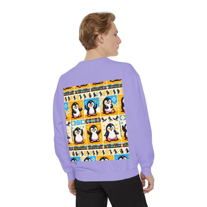 Unisex African Print Penguins Garment-Dyed Sweatshirt