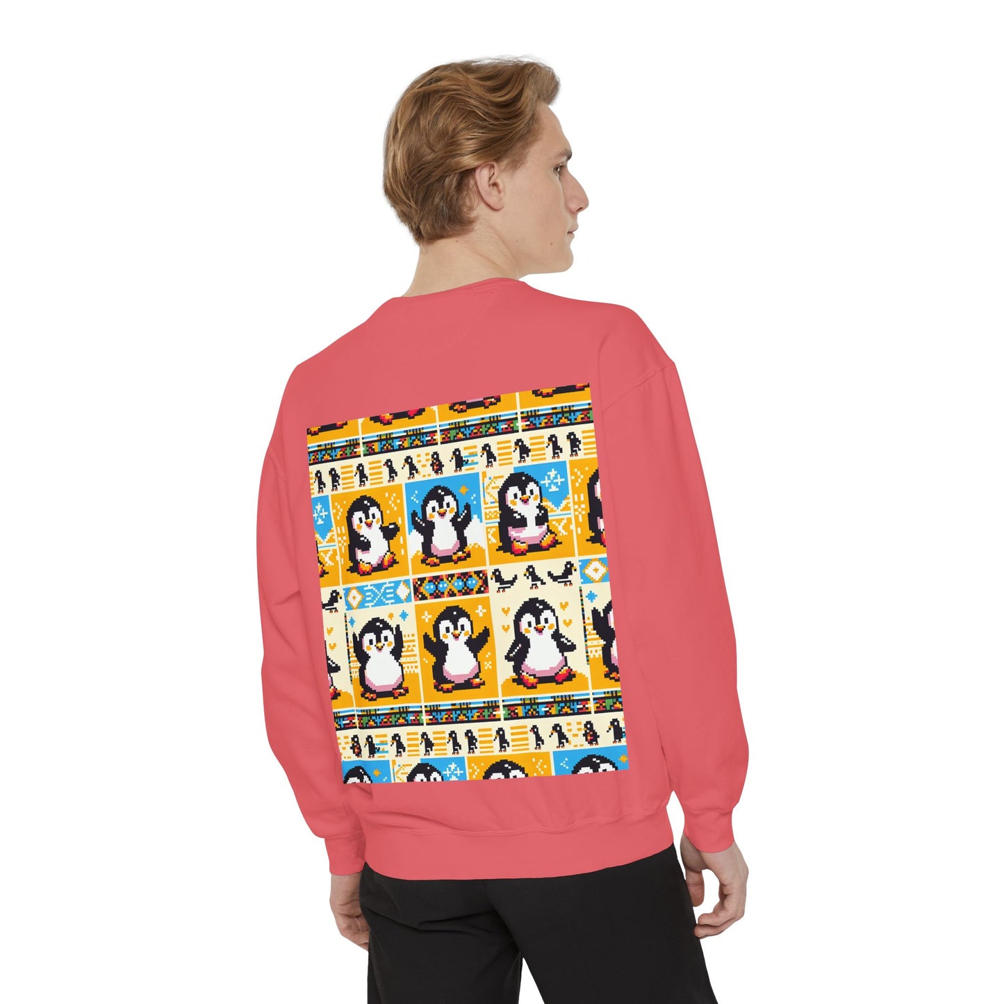 Unisex African Print Penguins Garment-Dyed Sweatshirt