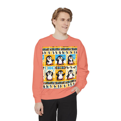 Unisex African Print Penguins Garment-Dyed Sweatshirt