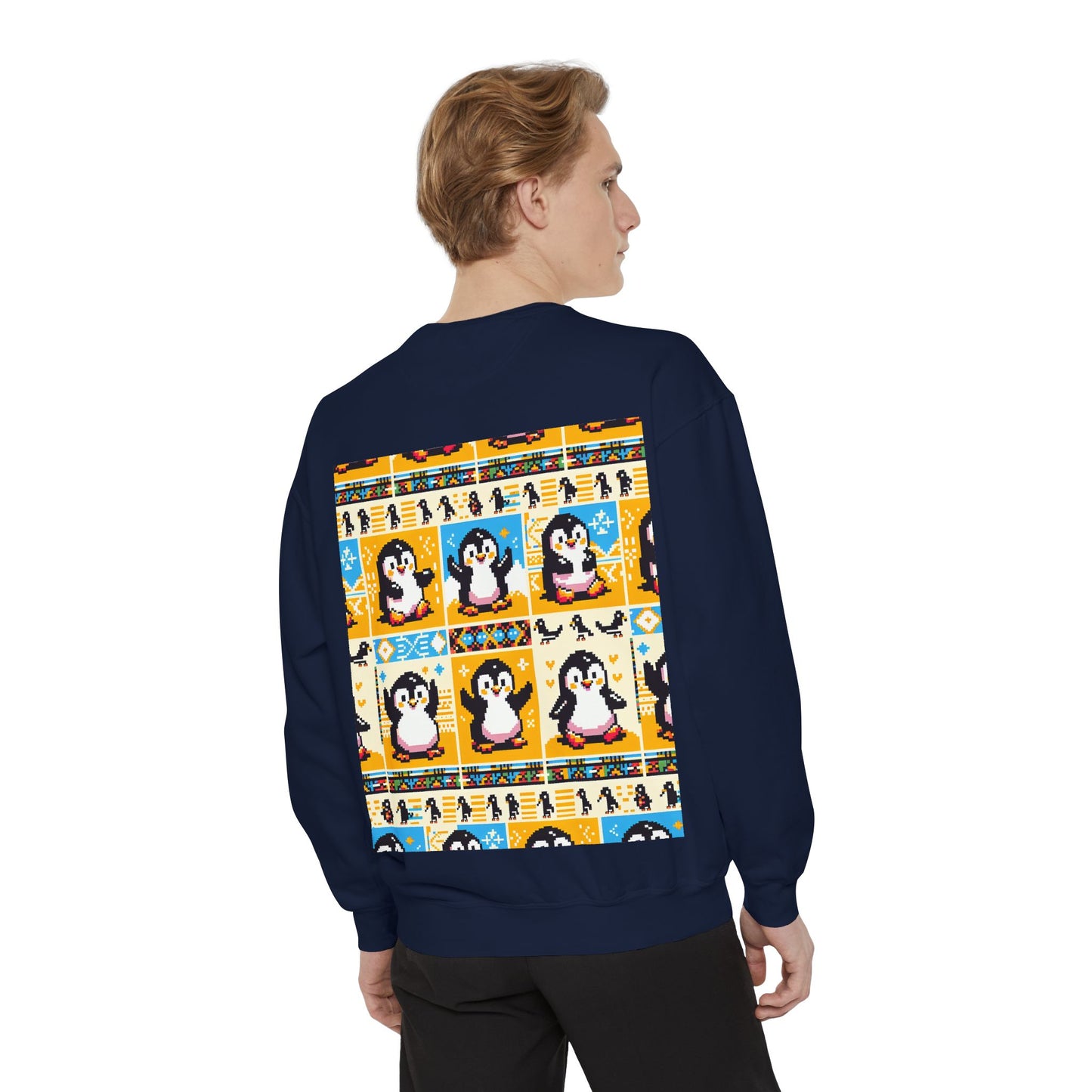 Unisex African Print Penguins Garment-Dyed Sweatshirt